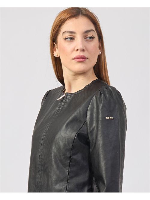 Yes Zee leather effect jacket with pleats on the back YES ZEE | J438-G1000801